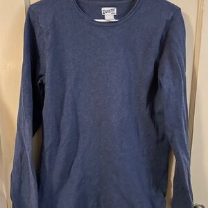 Duluth Trading Co Blue Long Sleeve Tee with Crew Neck and Relaxed Fit